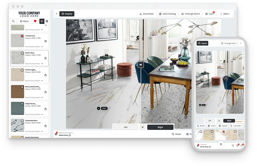 Tilesview Visualizer Nagpapakita ng Kwarto Bago at Pagkatapos Sa Desktop At Mobile